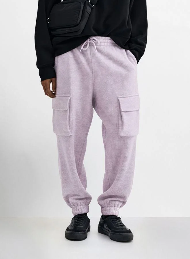 The Indian Garage Co Men Loose Fit Solid Cargo Pocket Mid-Rise Joggers